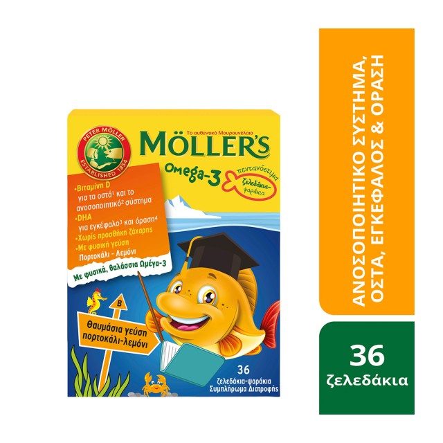 Moller’s Omega-3 Μουρουνέλαιο Ζελεδάκια Ψαράκια με Γεύση Πορτοκάλι ...