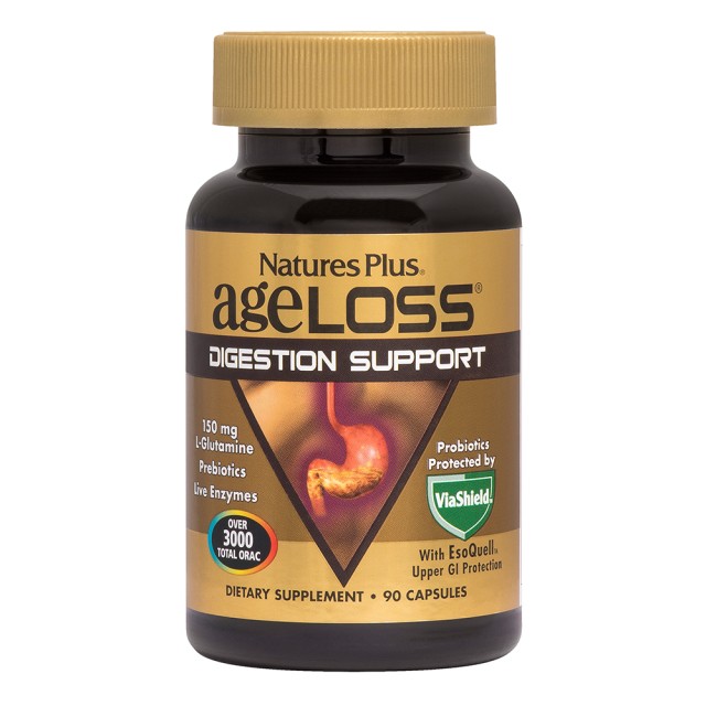 Natures Plus Ageloss Digestion Support Συμπλήρωμα Διατροφής για την Υποστήριξη του Πεπτικού Συστήματος, 90 Κάψουλες