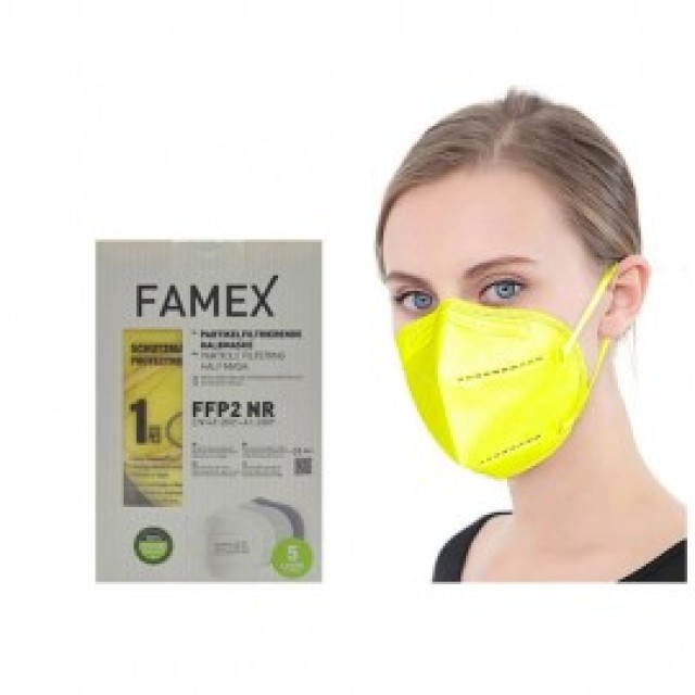 Famex Μάσκα Προστασίας FFP2 NR Υψηλής Προστασίας Κίτρινο, 10 Τεμάχια