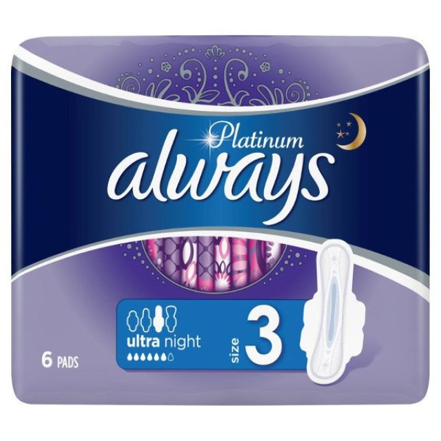 Always Platinum Ultra Night Size 3, 6τμχ