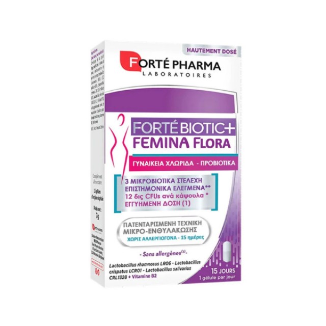 Forte Pharma Fortebiotic+ Femina Flora Συμπλήρωμα Διατροφής για τη Γυναικεία Μικροχλωρίδα, 15κάψουλες