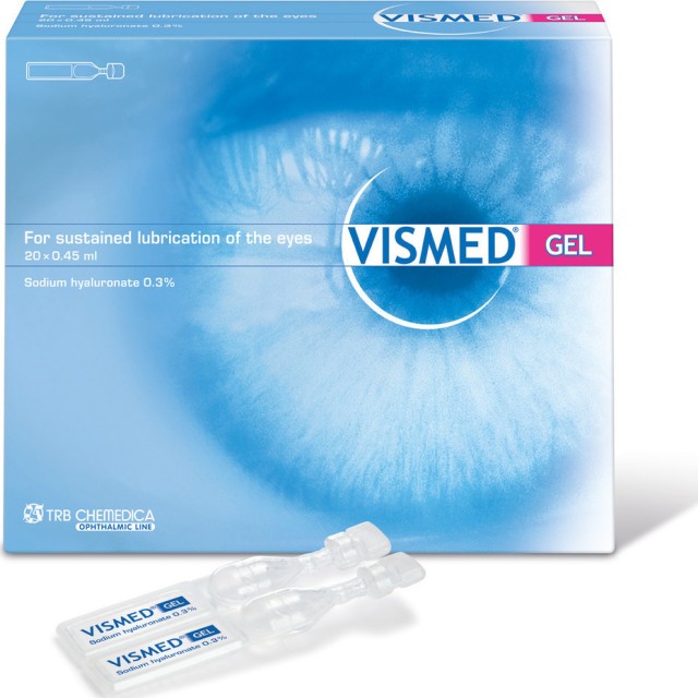 Vismed Gel Λιπαντικές Οφθαλμικές Σταγόνες 0,3% Υαλουρονικό Νάτριο Μονοδόσεις 20x0.45ml