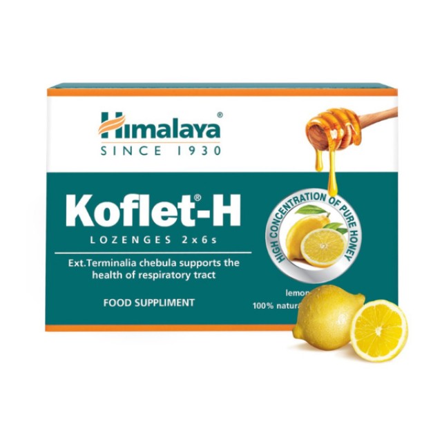 Himalaya Koflet-H Παστίλιες Για Το Βήχα Με Γεύση Λεμόνι, 2 Καρτέλες x 6 Τεμάχια