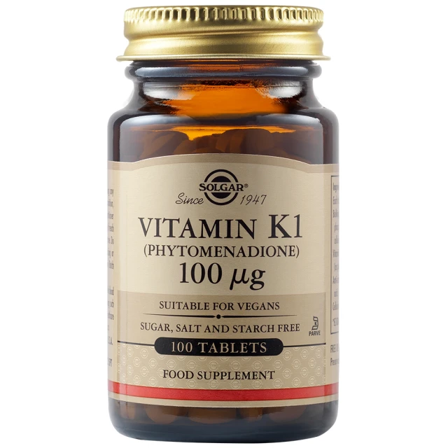 Solgar Vitamin K1 100mcg Phylloquinone Supplement, 100 Tablets