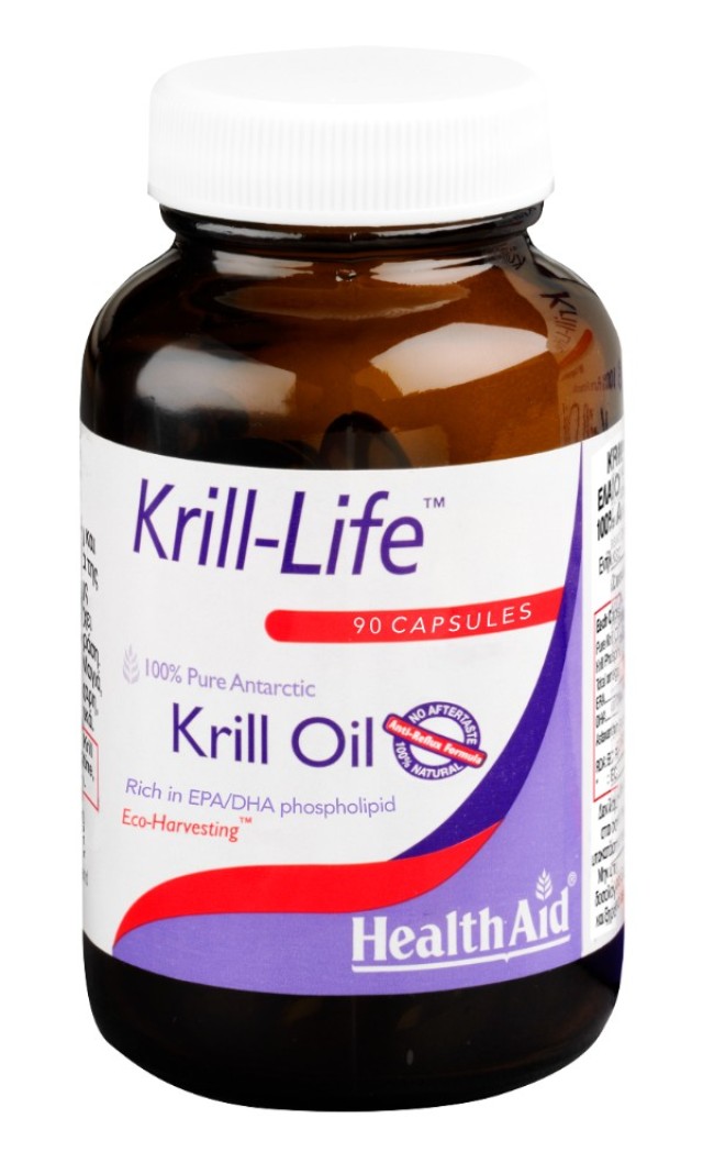 Health Aid Krill-Life Oil 500mg Συμπλήρωμα Διατροφής για την Υγιή Εγκεφαλική & Καρδιακή Λειτουργία, 90 Κάψουλες