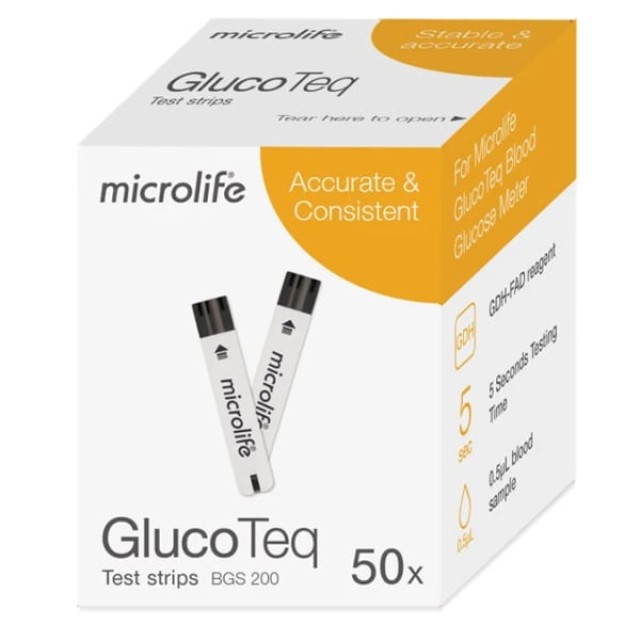 Microlife GlucoTeq Ταινίες Μέτρησης Σακχάρου, 50 Τεμάχια