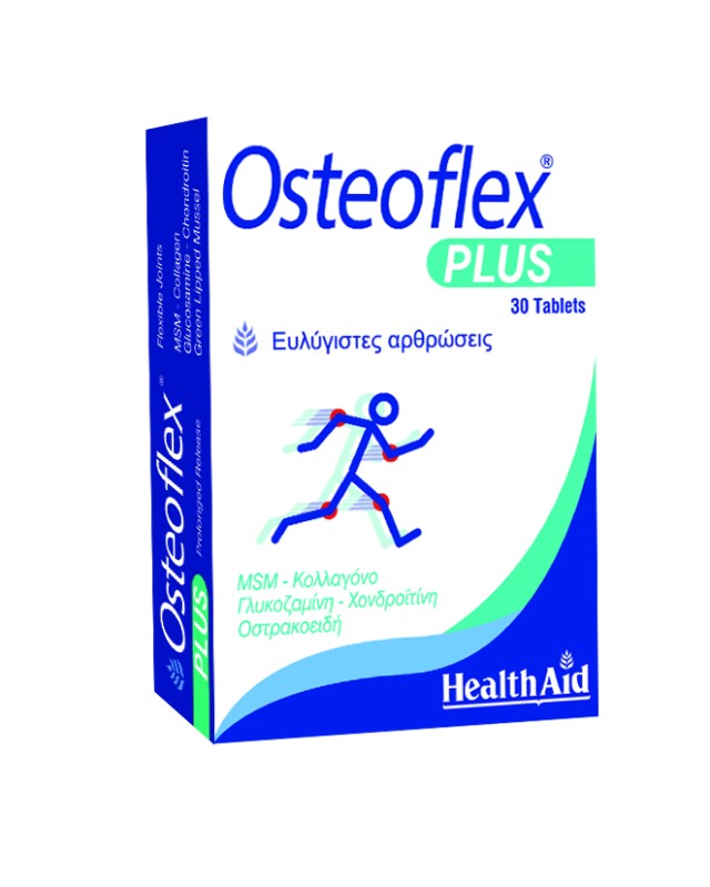 Health Aid Osteoflex Plus Συμπλήρωμα Διατροφής με Γλυκοζαμίνη, Χονδροϊτίνη, Κολλαγόνο & MSM για Ξεκούραστες Αρθρώσεις, 30 Ταμπλέτες