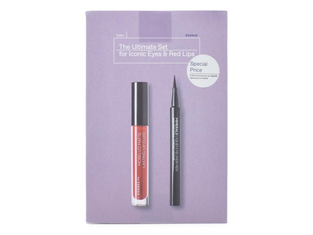 Korres The Ultimate Set Liquid Eyeliner Pen 01 Black + Morello Lip ...