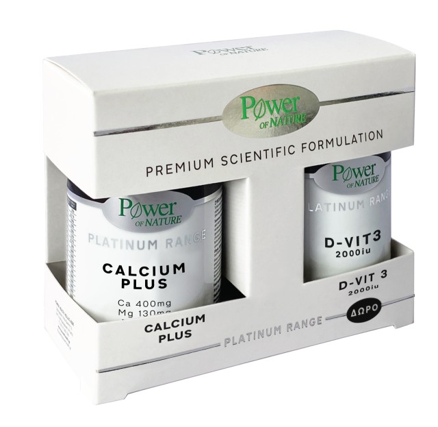 Power Of Nature Premium Scientific Formulation Platinum Range Calcium Ασβέστιο Plus 30 Ταμπλέτες & Platinum Range D-Vit 3 2000iu 20 Ταμπλέτες