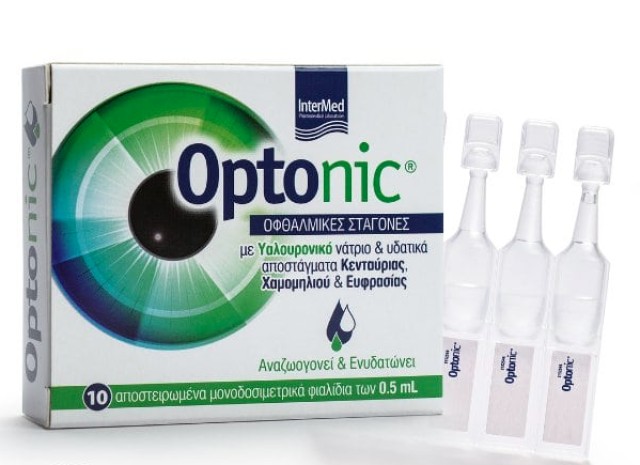 Intermed Optonic Οφθαλμικές Σταγόνες με Υαλουρονικό Οξύ 10x5ml