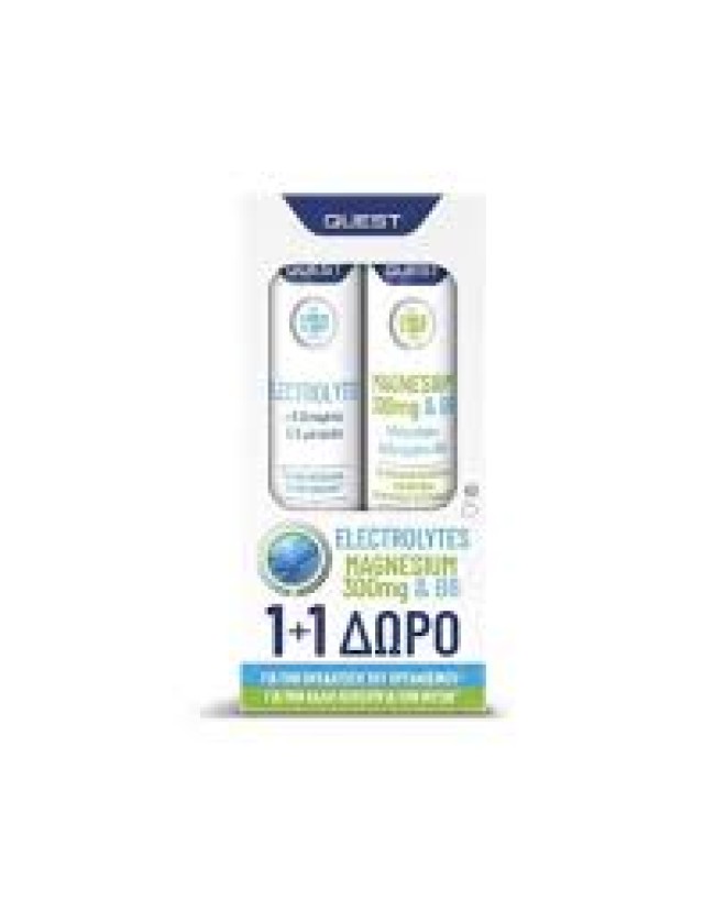 Quest Promo Electrolytes, 20 Αναβράζοντα Δισκία +  Δώρο Magnesium 300mg & B6 20, Αναβράζοντα Δισκία