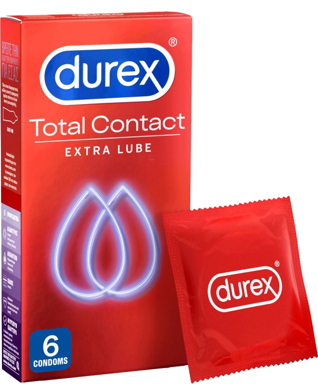 Durex Total Contact Προφυλακτικά Εξαιρετικά Λεπτά, 6 Τεμάχια