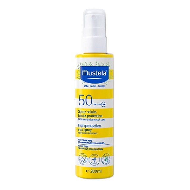 Mustela Αδιάβροχο Αντηλιακό Spray High Protection Sun για Πρόσωπο & Σώμα SPF50, 200ml