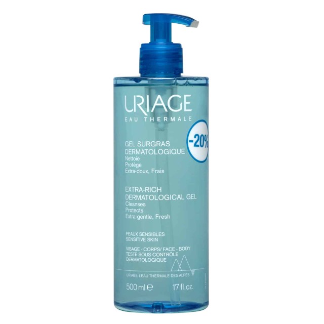 Uriage - Extra-Rich Dermatological Gel Πλούσιο Τζελ Καθαρισμού, 500ml PR(STICKER -20%)