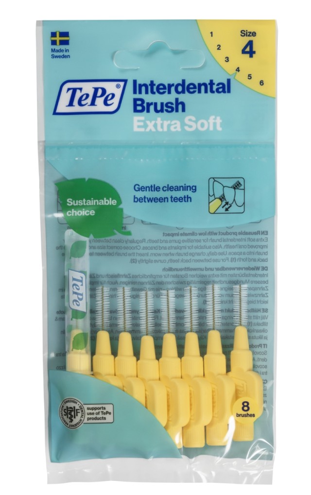 TePe Extra Soft Μεσοδόντια Βουρτσάκια 0.7mm σε χρώμα Κίτρινο 8τμχ