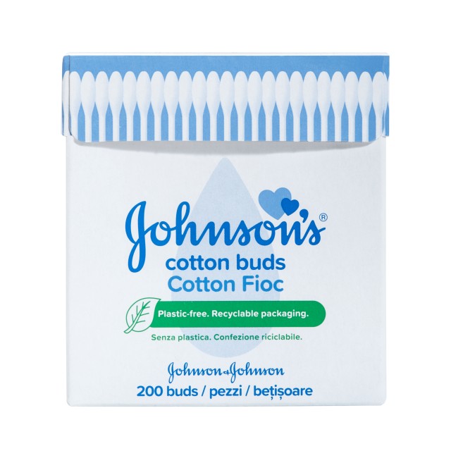 Johnson & Johnson Μπατονέτες Χωρίς Πλαστικό σε Ανακυκλώσιμη Συσκευασία 200 τμχ