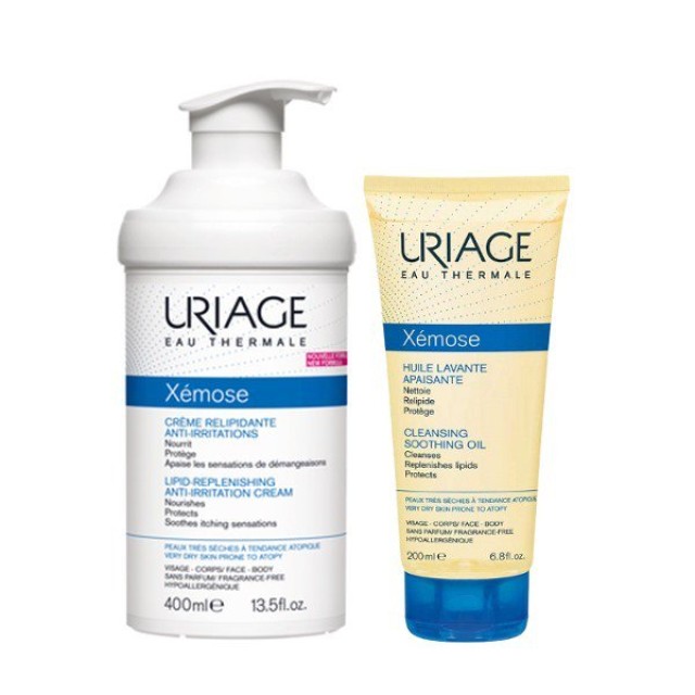 Uriage PROMO Xemose Creme Ενυδατική Κρέμα, 400ml + & ΔΩΡΟ Cleansing Soothing Oil Έλαιο Καθαρισμού, 200ml