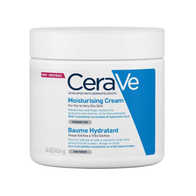 CeraVe Moisturising Cream Ενυδατική Κρέμα Προσώπου και Σώματος με Ceramides και Υαλουρονικό Οξύ, 454gr