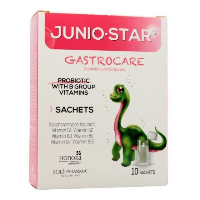 Junio Star Gastrocare Προβιοτικά & Βιταμίνες Του συμπλέγματος Β Για Το Γαστρεντερικό Σύστημα Του Παιδιού, 10 Φακελίσκοι