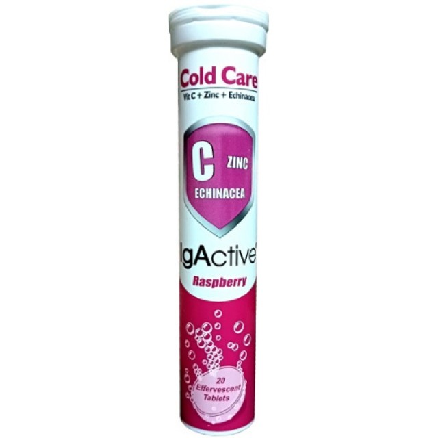 Igactive Cold Care Vitamin C Echinacea Zinc Με Γεύση Raspberry, 20 Αναβράζοντα Δισκία