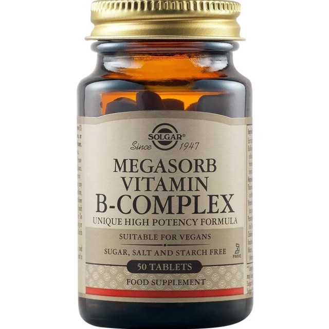 Solgar Megasorb B Complex Συμπλήρωμα Με Σύμπλεγμα Βιταμινών Β, 50 Τ...