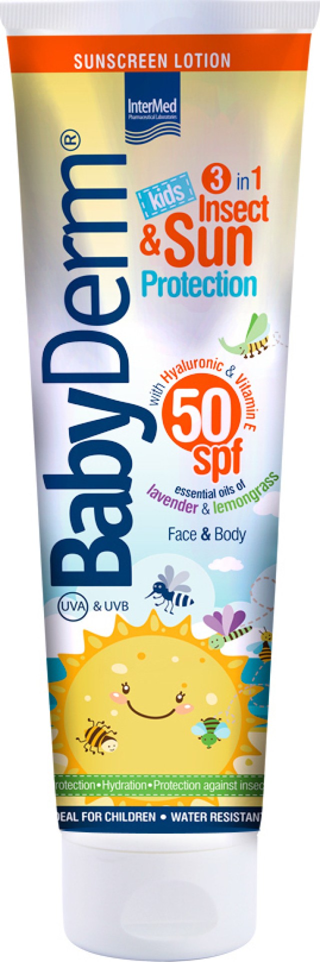 BabyDerm Insect & Sun Protection SPF50 3 σε 1 Παιδικό Αντηλιακό Γαλάκτωμα με Εντομοαπωθητική Δράση, 300ml