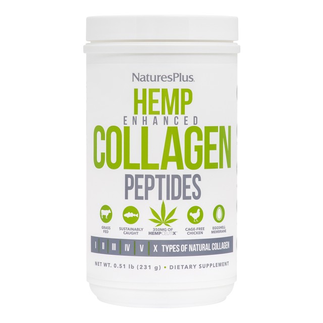 Natures Plus Hemp Enhanced Collagen Peptides Πεπτίδια Κολλαγόνου, 231gr