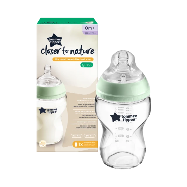 Tommee Tippee Closer to Nature Low Flow Glass Bottle 0+ Months...