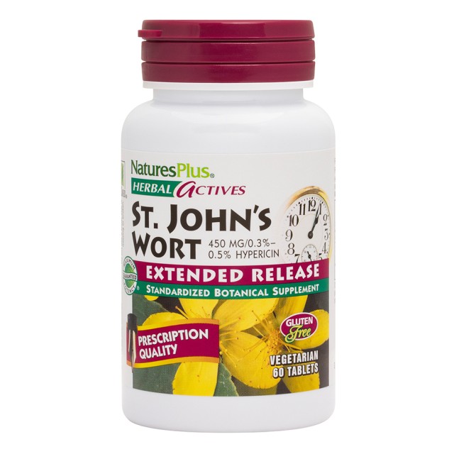 Natures Plus St. Johns Wort 450mg Συμπλήρωμα Διατροφής Κατάλληλο για Ήπια και Μέτρια Κατάθλιψη, 60 Ταμπλέτες