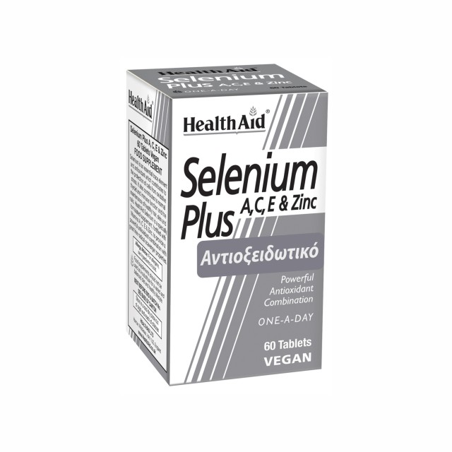 Health Aid Selenium Plus (Vitamins A, C, E & Zinc) Συμπλήρωμα Διατροφής με Σελήνιο, Βιταμίνες & Ψευδάργυρο με Αντιοξειδωτική Δράση, 60 Ταμπλέτες