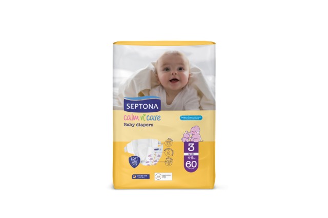 Septona Calm n Care Baby Diapers Midi No3 (4-9kg), 60 τμχ