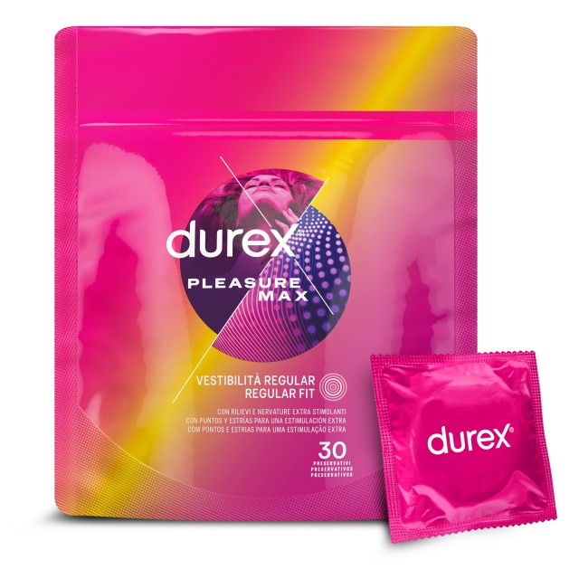 Durex Pleasure Max Προφυλακτικά με Ραβδώσεις, 30 Τεμάχια