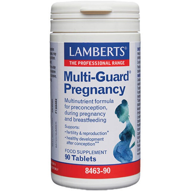 Lamberts Multi-Guard Pregnancy Πολυβιταμίνη Για γυναίκες Πριν, Κατά Την Εγκυμοσύνη & Για Την περίοδο Του θηλασμού, 90 Δισκία