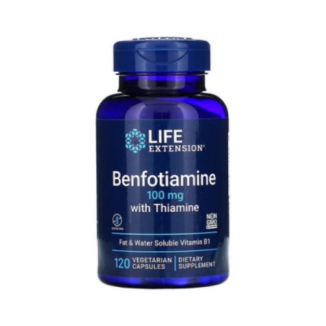 Life Extension Benfotiamine with Thiamine 100mg Συμπλήρωμα Διατροφής με Αντιοξειδωτική Δράση, Υγιή Μεταβολισμό των Σακχάρων & την Προστασία των Κυττάρων, 120 Φυτικές Κάψουλες