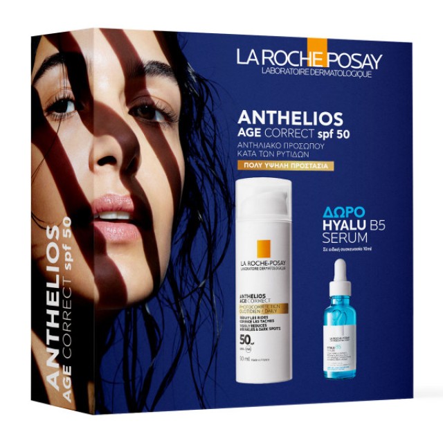 La Roche Posay Αnthelios Age Correct SPF50 Αντηλιακή Κρέμα κατά της Φωτογήρανσης 50ml + ΔΩΡΟ Hyalu B5 Serum 10ml