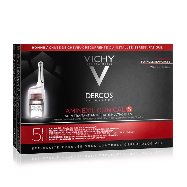 Vichy Dercos Clinical 5 Men Πρόγραμμα Κατά Της Τριχόπτωσης Για Άνδρες, 21 Αμπούλες x 6ml