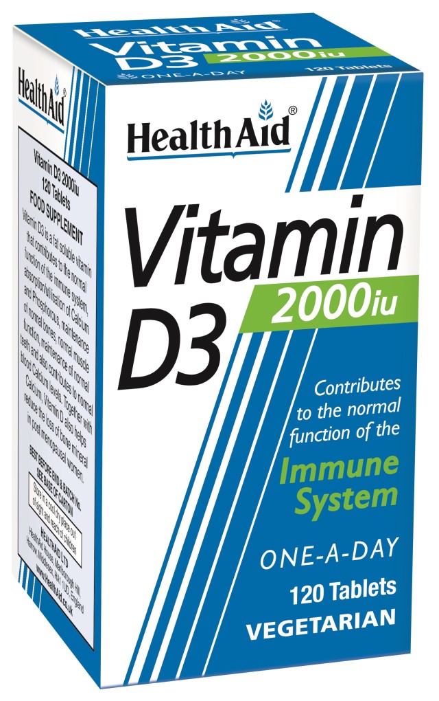 Health Aid Vitamin D3 2000iu Συμπλήρωμα Διατροφής Για Σωστή Λειτουργία Του Ανοσοποιητικού, 120 Φυτικές Κάψουλες