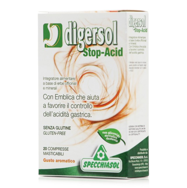 Specchiasol Digersol Stop Acid Φυτικό Συμπλήρωμα για Καούρα & Δυσπεψία, 20 Δισκία