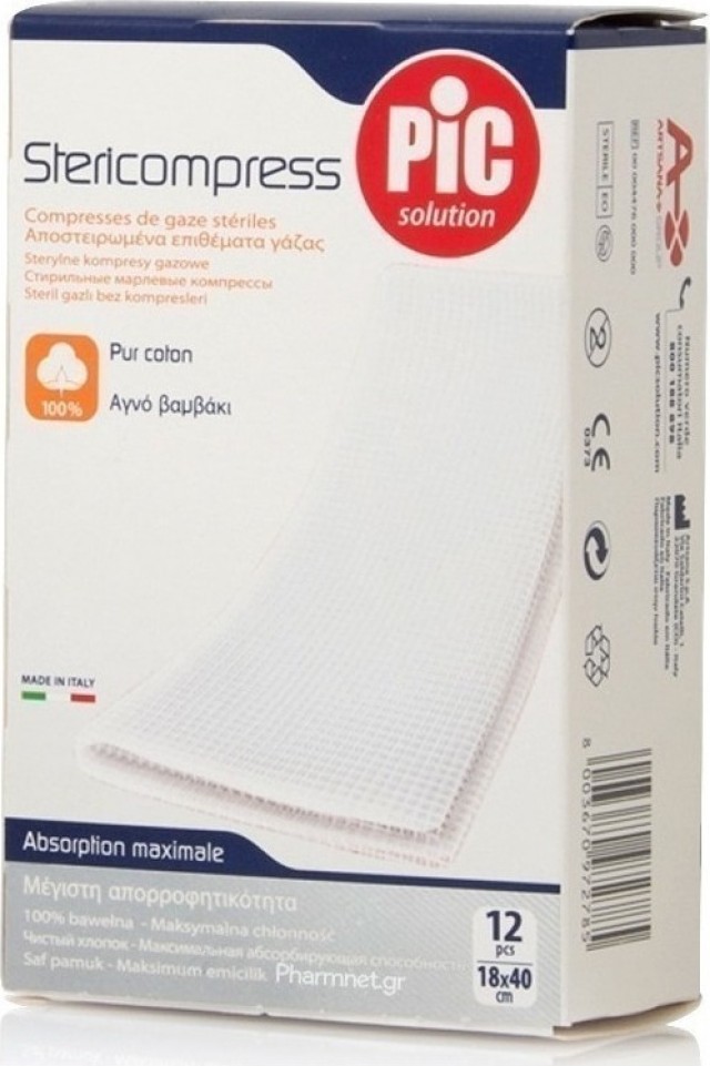 PiC Solution Αποστειρωμένες Γάζες 18x40cm, 12τμχ