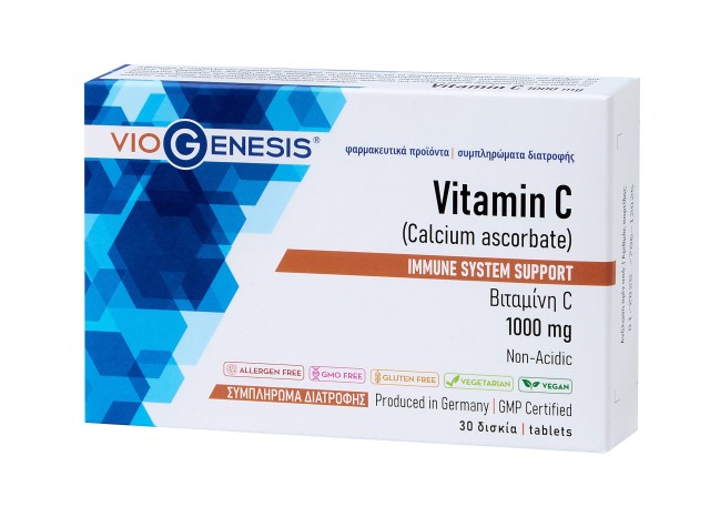 VioGenesis Vitamin C 1000mg Συμπλήρωμα Διατροφής με Αλκαλική Βιταμίνη C, 30 tabs