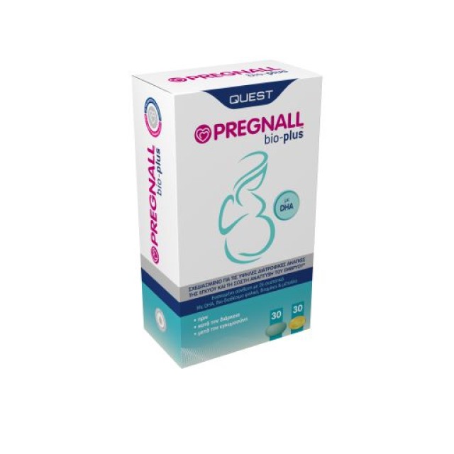 Quest Pregnal Bio Plus Συμπλήρωμα Διατροφής Πολυβιταμινών Πριν - Μετά και Κατά Την Διάρκεια της Εγκυμοσύνης, 30 Κάψουλες & 30 Ταμπλέτες