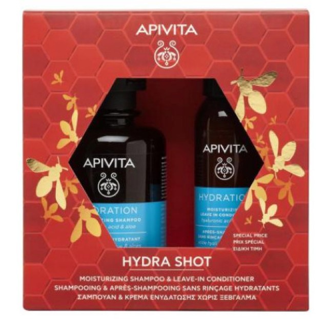 Apivita Promo 1+1 Hydra Shot Σαμπουάν Ενυδάτωσης με Υαλουρονικό Οξύ, Αλόη + Κρέμα Ενυδάτωσης