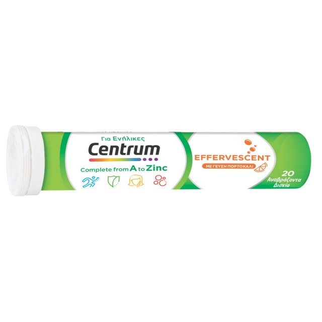 Centrum A to Zinc Effervescent Πολυβιταμίνη Για Τη Διατροφική Υποστήριξη Των Ενηλίκων, 20 Αναβράζοντα Δισκία