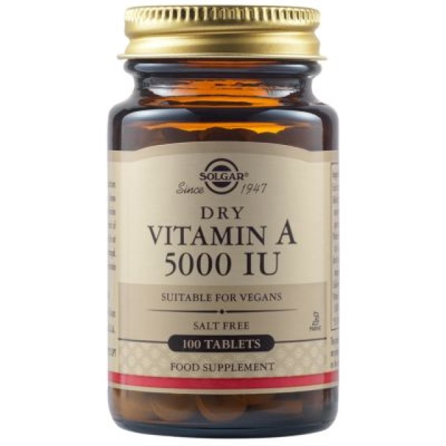 Solgar Vitamin A Dry 5000iu, 100 Ταμπλέτες