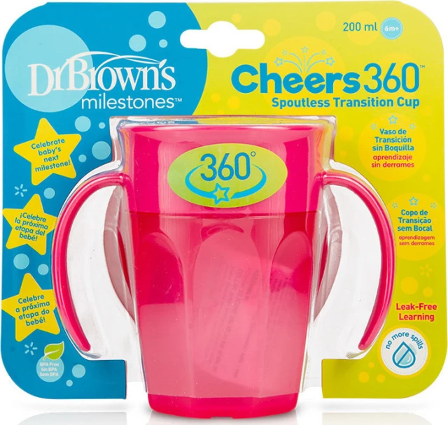 Dr. Browns Children's Cup Cheers 360 from Plastic Pink 200ml for 6m+