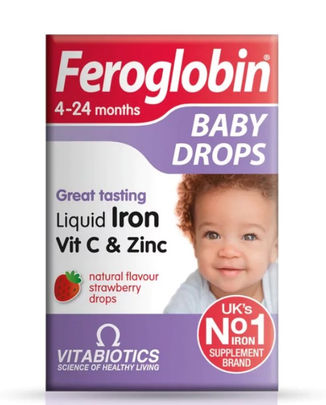 Vitabiotics Feroglobin Baby Drops Liquid Iron Vit C & Zinc 4-24 Μηνών, 30ml