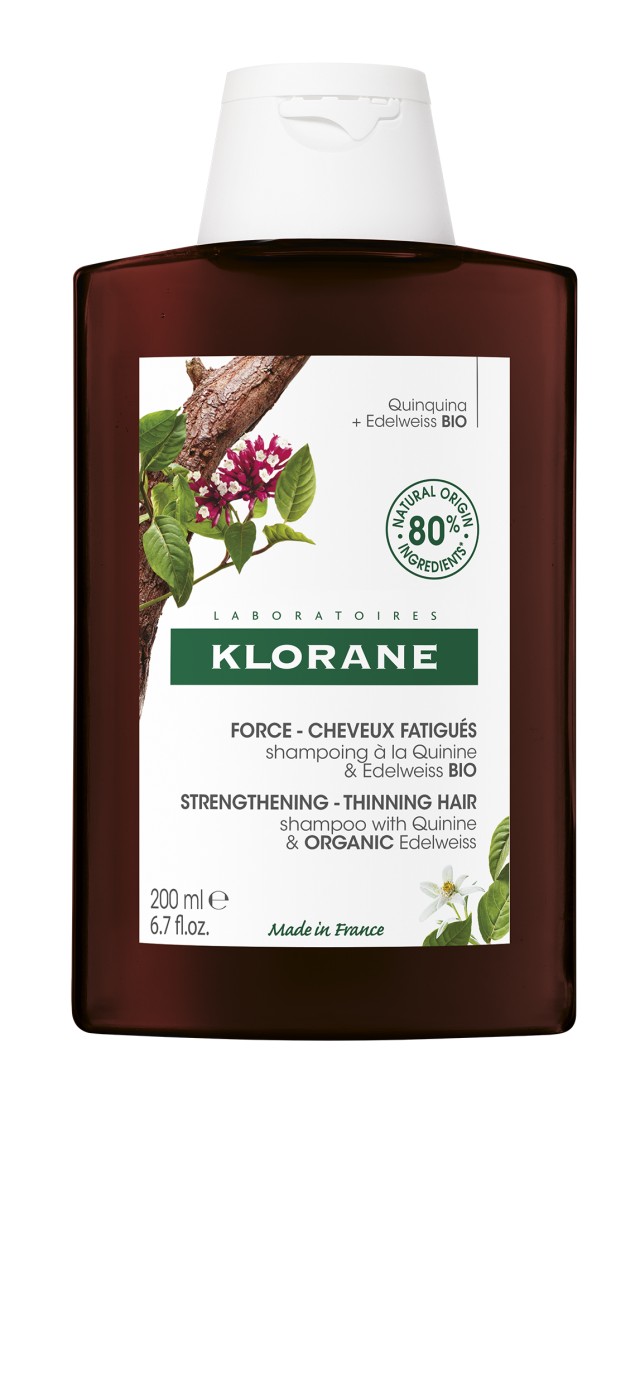 Klorane Quinine Σαμπουάν Κατά Της Τριχόπτωσης Με Κινίνη & Εντελβάις Για Τόνωση & Ενδυνάμωση Των Μαλλιών, 200ml