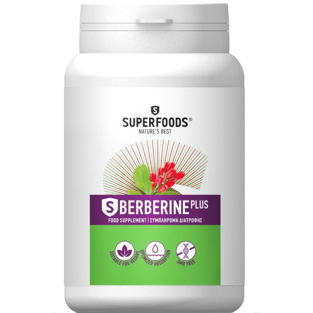 Superfoods S Berberine Plus Συμπλήρωμα διατροφής μεΒερβερίνη, 90caps
