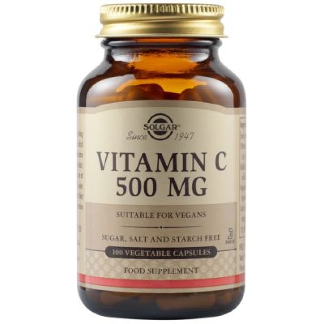 Solgar Vitamin C 500mg Συμπλήρωμα Διατροφής Βιταμίνης C, 100 Φυτικές Κάψουλες