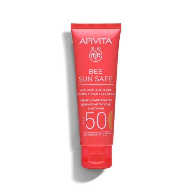 Apivita Bee Sun Safe Αντηλιακή Κρέμα Προσώπου Κατά των Πανάδων και των Ρυτίδων με Χρώμα SPF50, 50ml